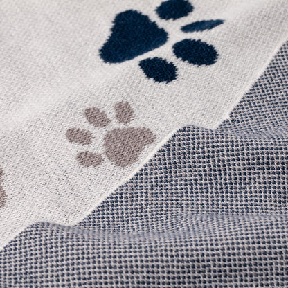 Paw Print Cotton Knit Throw