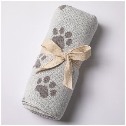 Paw Print Cotton Knit Throw