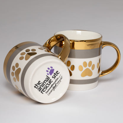 Gold Foil Paw Print Mug - Set of 2