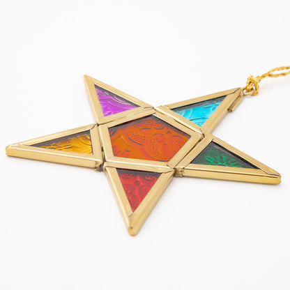 Glass Moravian Rainbow Star Ornament