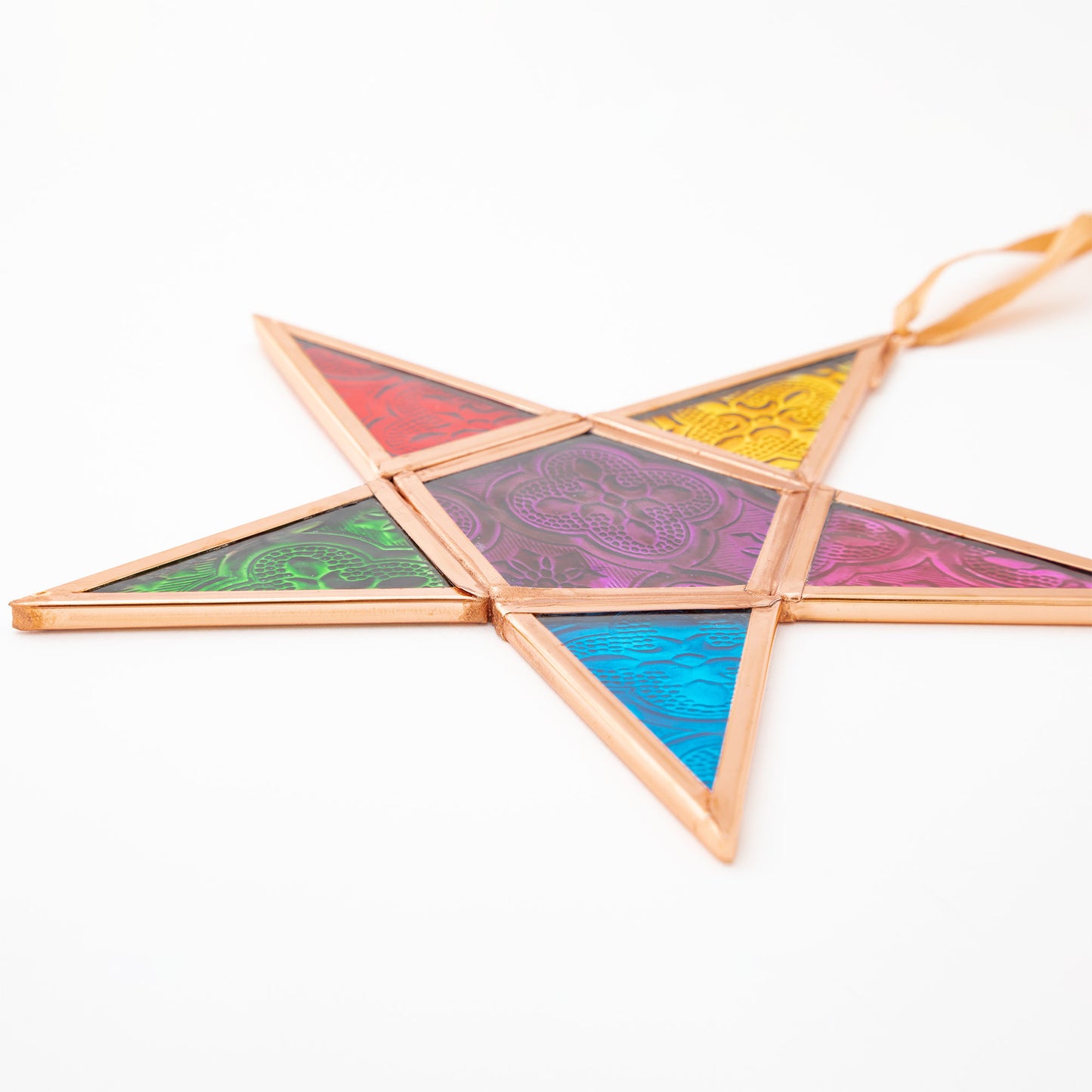 Glass Moravian Rainbow Star Ornament