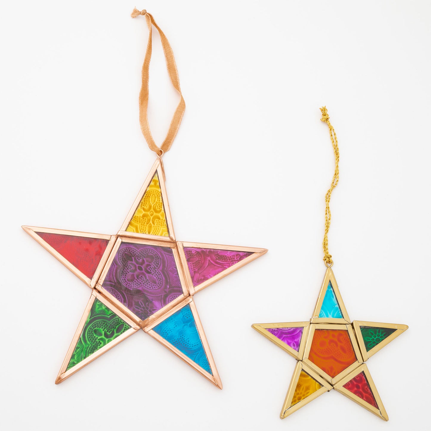 Glass Moravian Rainbow Star Ornament