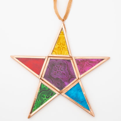 Glass Moravian Rainbow Star Ornament