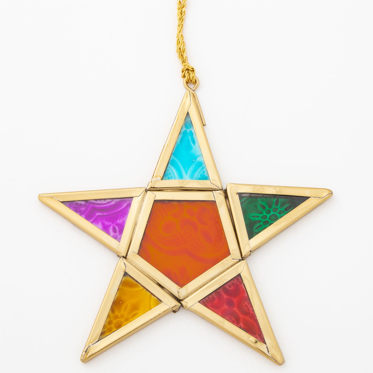 Glass Moravian Rainbow Star Ornament