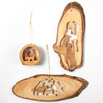 Olive Wood Bark Ornament