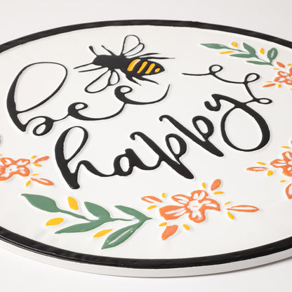 Floral Bee Happy Patio Wall Decor