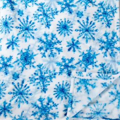 Blue Ice Snow Flakes Throw Blanket