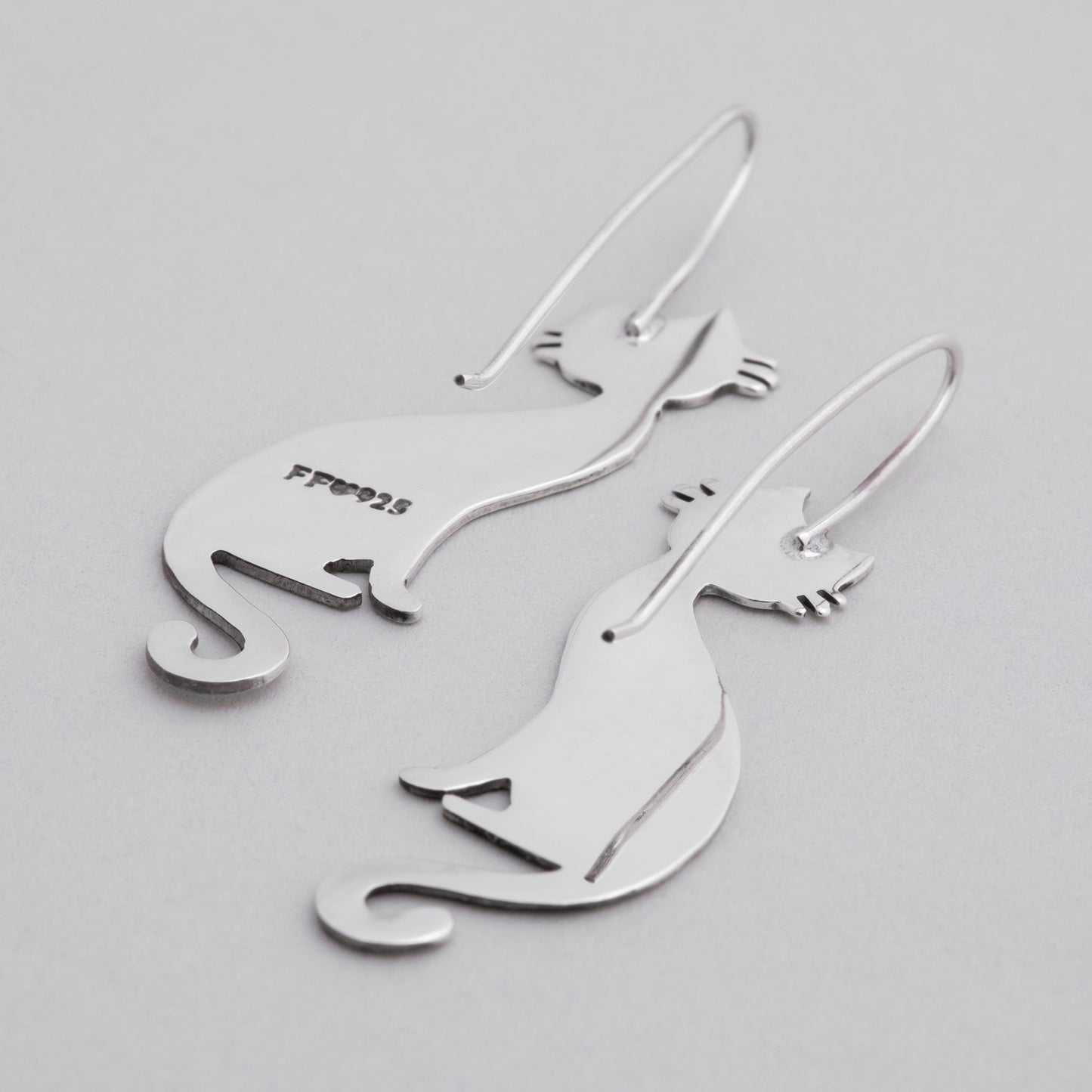 Elegant Silhouette Sterling Cat Earrings