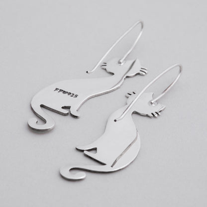 Elegant Silhouette Sterling Cat Earrings