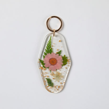 Elegant Real Flowers Keychain