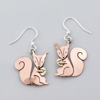 Squirrel & Acorn Mixed Metal Earrings