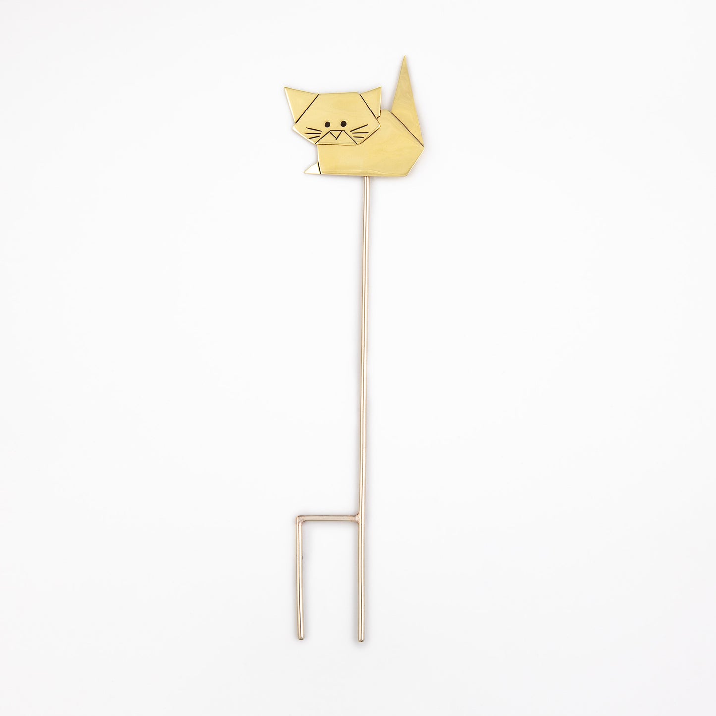 Origami Cat Mixed Metal Plant Stake