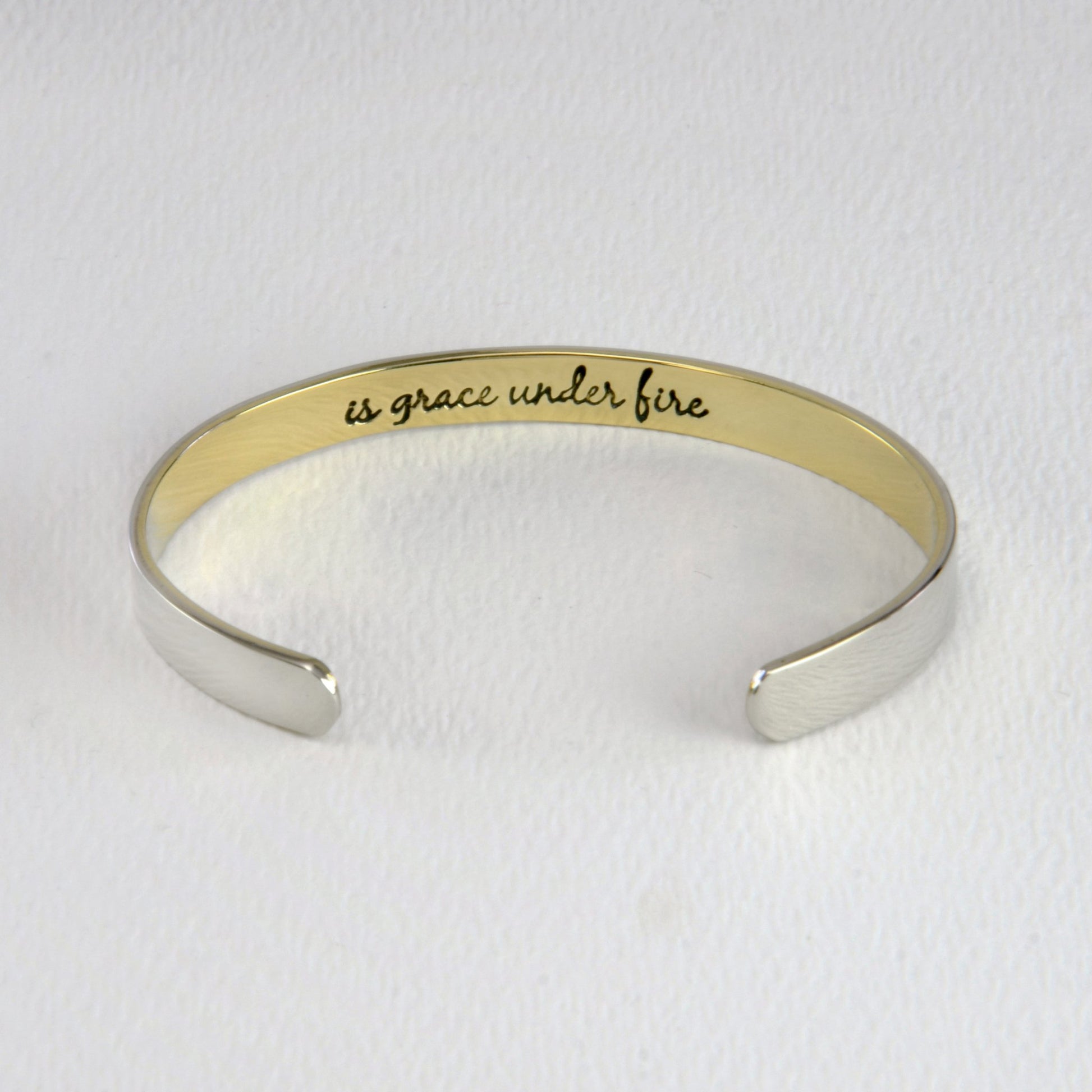 Courage Is Grace Under Fire 6.5mm Mixed Metals Cuff Bracelet