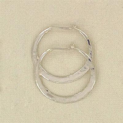 Hammered 20mm Sterling Silver Hoop Earring