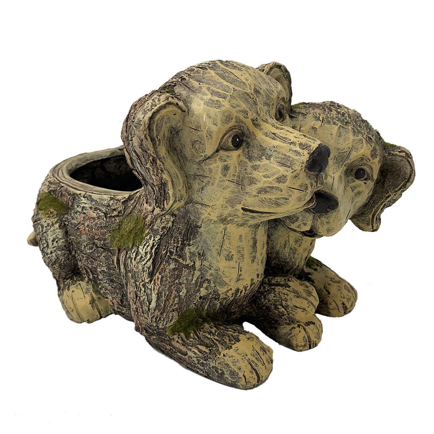 Faux Wood Double Dog Planter