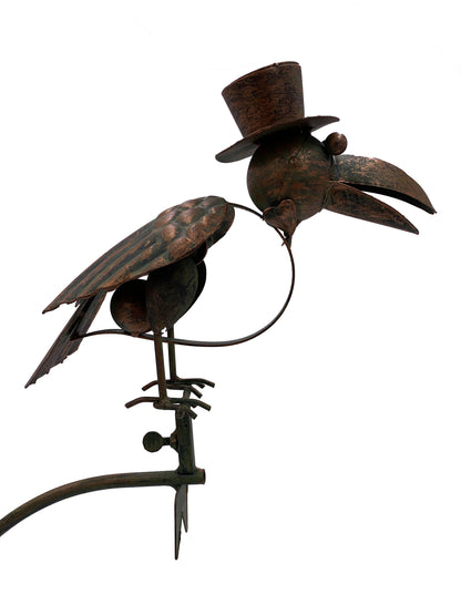 Metal Bird Rocker Stake w/Hat