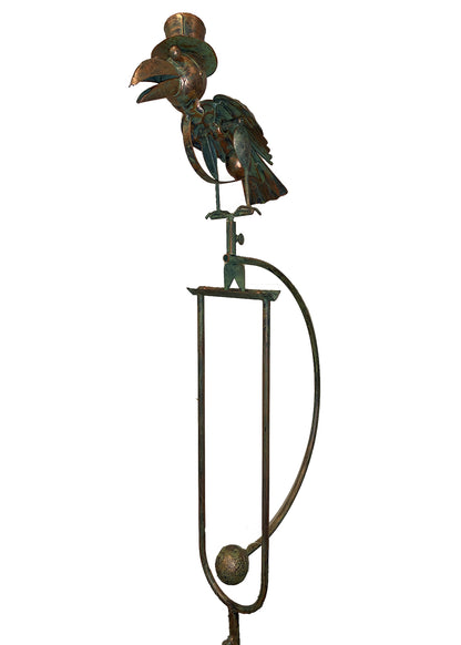 Metal Bird Rocker Stake w/Hat