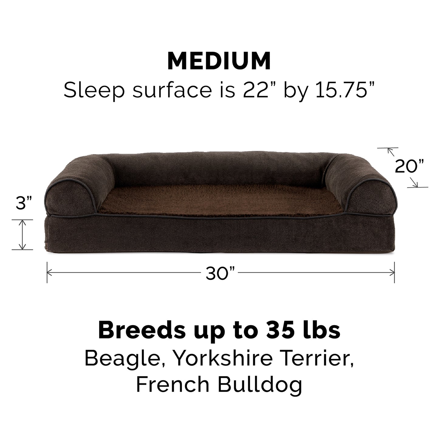 Faux Fleece & Chenille Sofa-Style Pet Bed