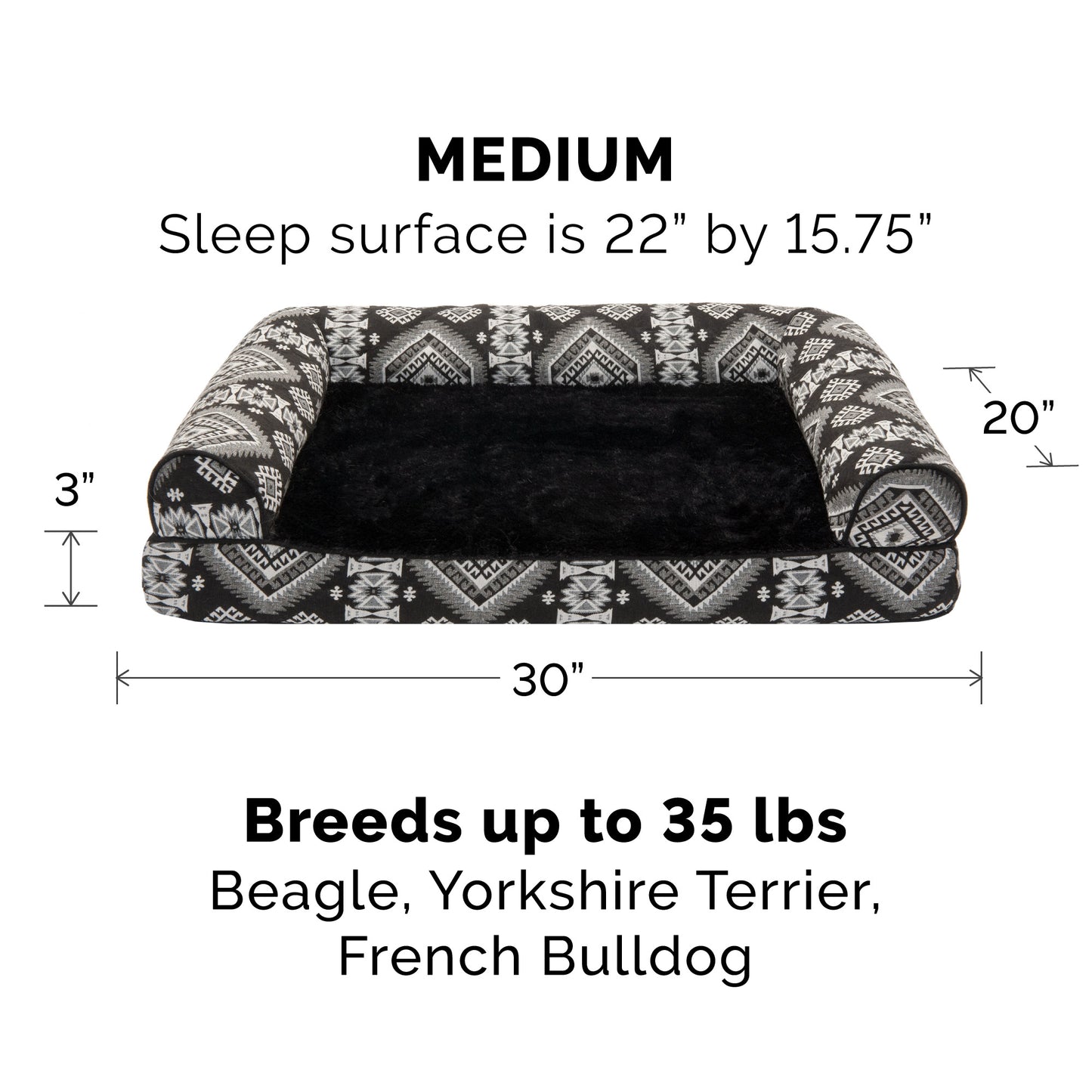 Southwest Kilim Plush Sofa-Style Pet Bed