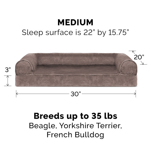 Faux Fur & Velvet Sofa-Style Couch Pet Bed