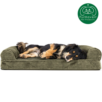 Faux Fur & Velvet Sofa-Style Couch Pet Bed