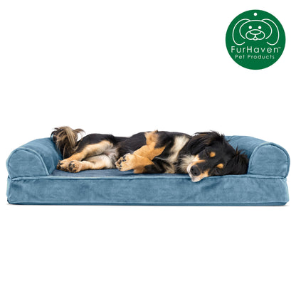 Faux Fur & Velvet Sofa-Style Couch Pet Bed