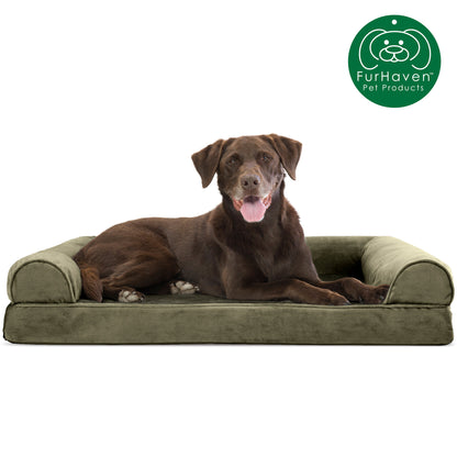 Faux Fur & Velvet Sofa-Style Couch Pet Bed