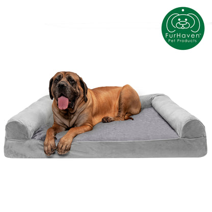 Faux Fur & Velvet Sofa-Style Couch Pet Bed