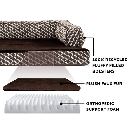 Plush & Patterned Comfy Couch Sofa-Style Pet Bed