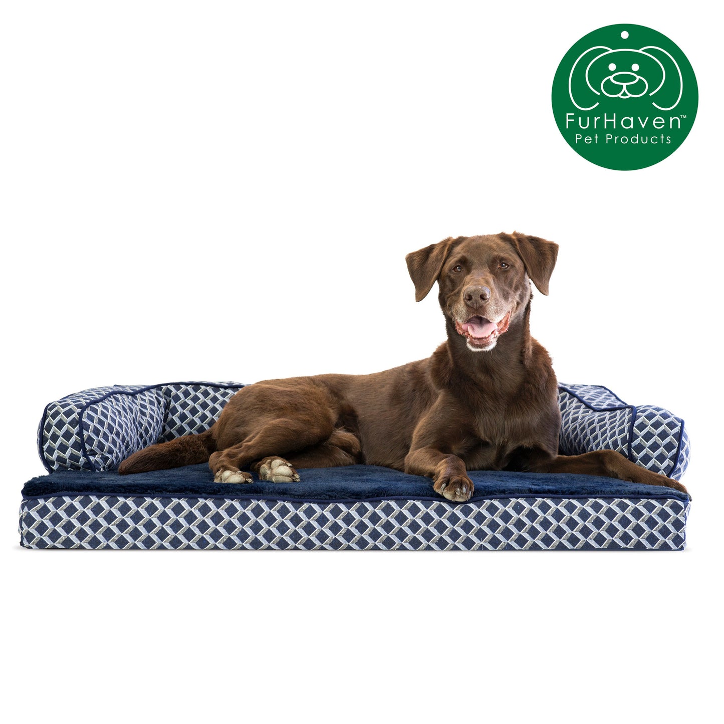 Plush & Patterned Comfy Couch Sofa-Style Pet Bed