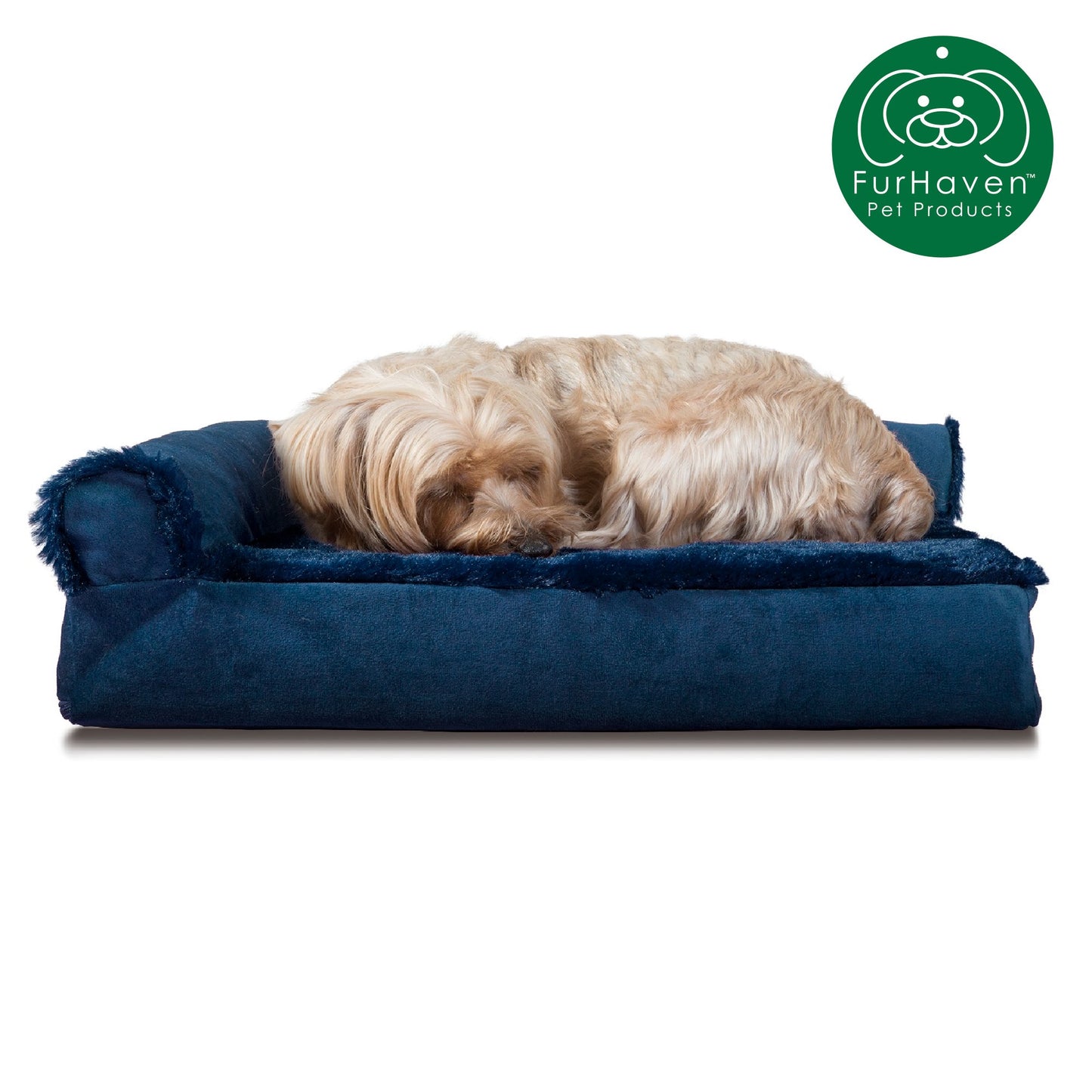 Memory Foam Plush & Velvet L-Shaped Lounge Sofa Pet Bed