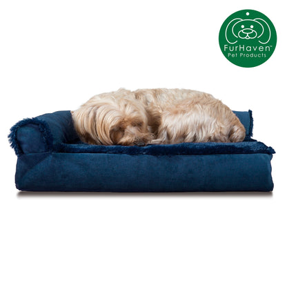 Memory Foam Plush & Velvet L-Shaped Lounge Sofa Pet Bed