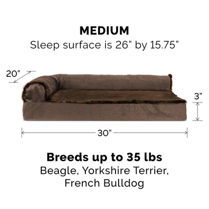 Memory Foam Plush & Velvet L-Shaped Lounge Sofa Pet Bed