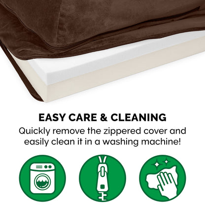 Memory Foam Plush & Velvet L-Shaped Lounge Sofa Pet Bed