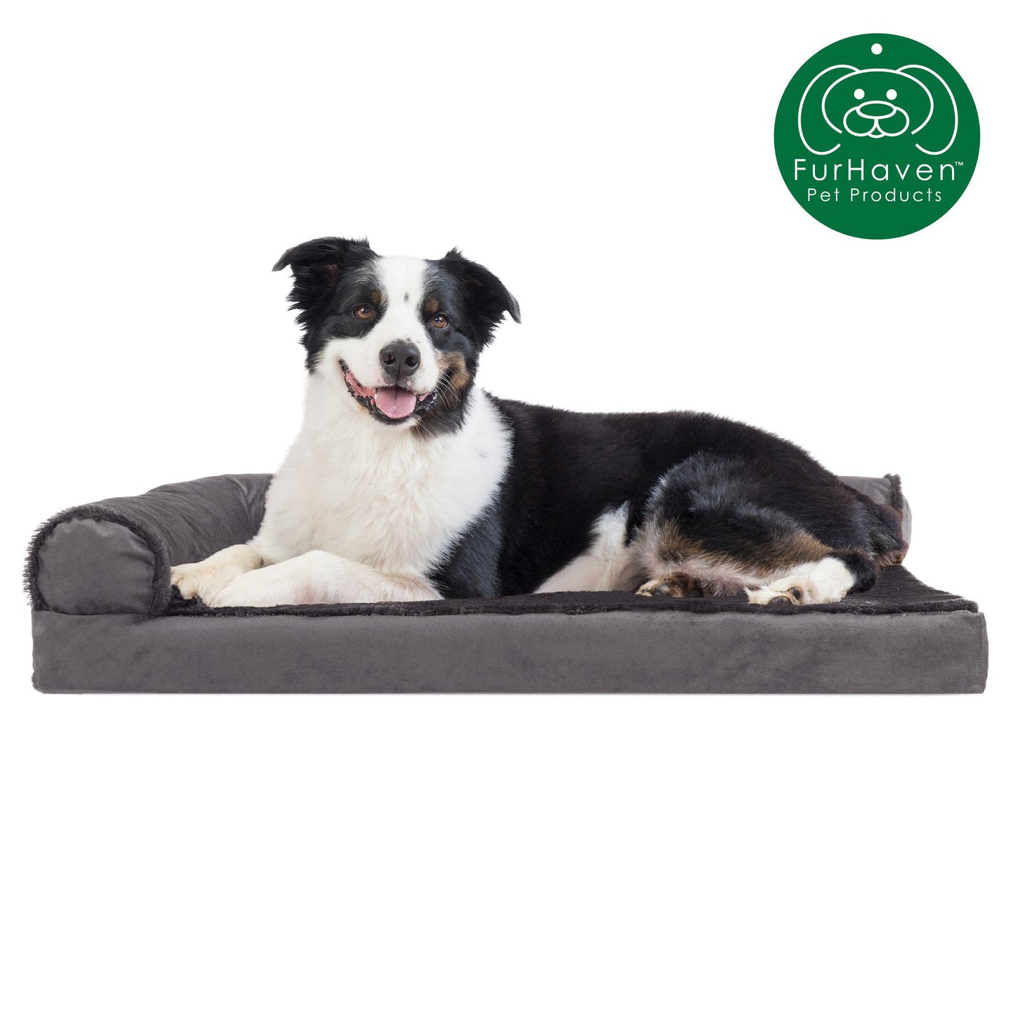 Memory Foam Plush & Velvet L-Shaped Lounge Sofa Pet Bed