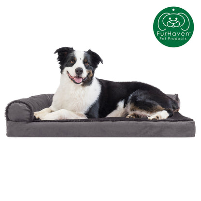 Memory Foam Plush & Velvet L-Shaped Lounge Sofa Pet Bed