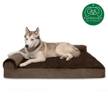 Memory Foam Plush & Velvet L-Shaped Lounge Sofa Pet Bed