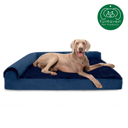 Memory Foam Plush & Velvet L-Shaped Lounge Sofa Pet Bed