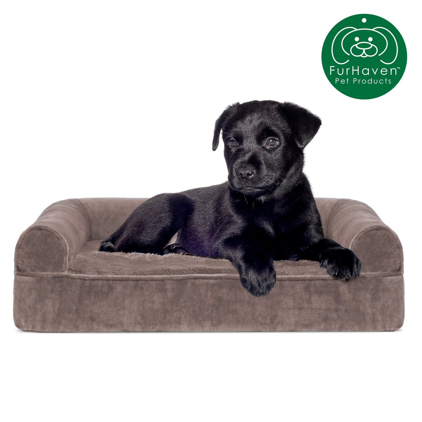 Memory Foam Faux Fur & Velvet Couch Sofa-Style Pet Bed