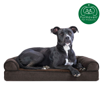 Faux Fleece & Chenille Couch Sofa-Style Pet Bed