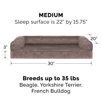 Memory Foam Faux Fur & Velvet Couch Sofa-Style Pet Bed