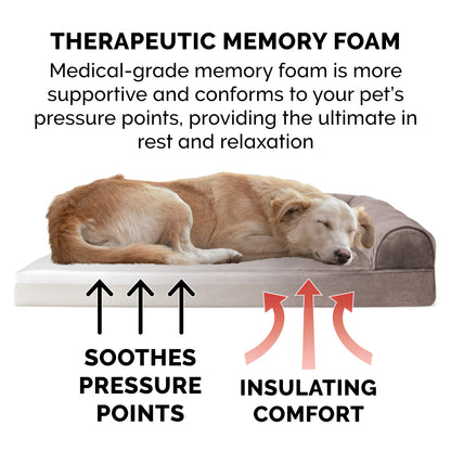 Memory Foam Faux Fur & Velvet Couch Sofa-Style Pet Bed