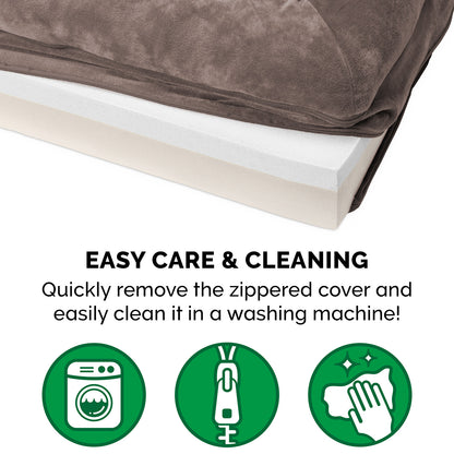 Memory Foam Faux Fur & Velvet Couch Sofa-Style Pet Bed