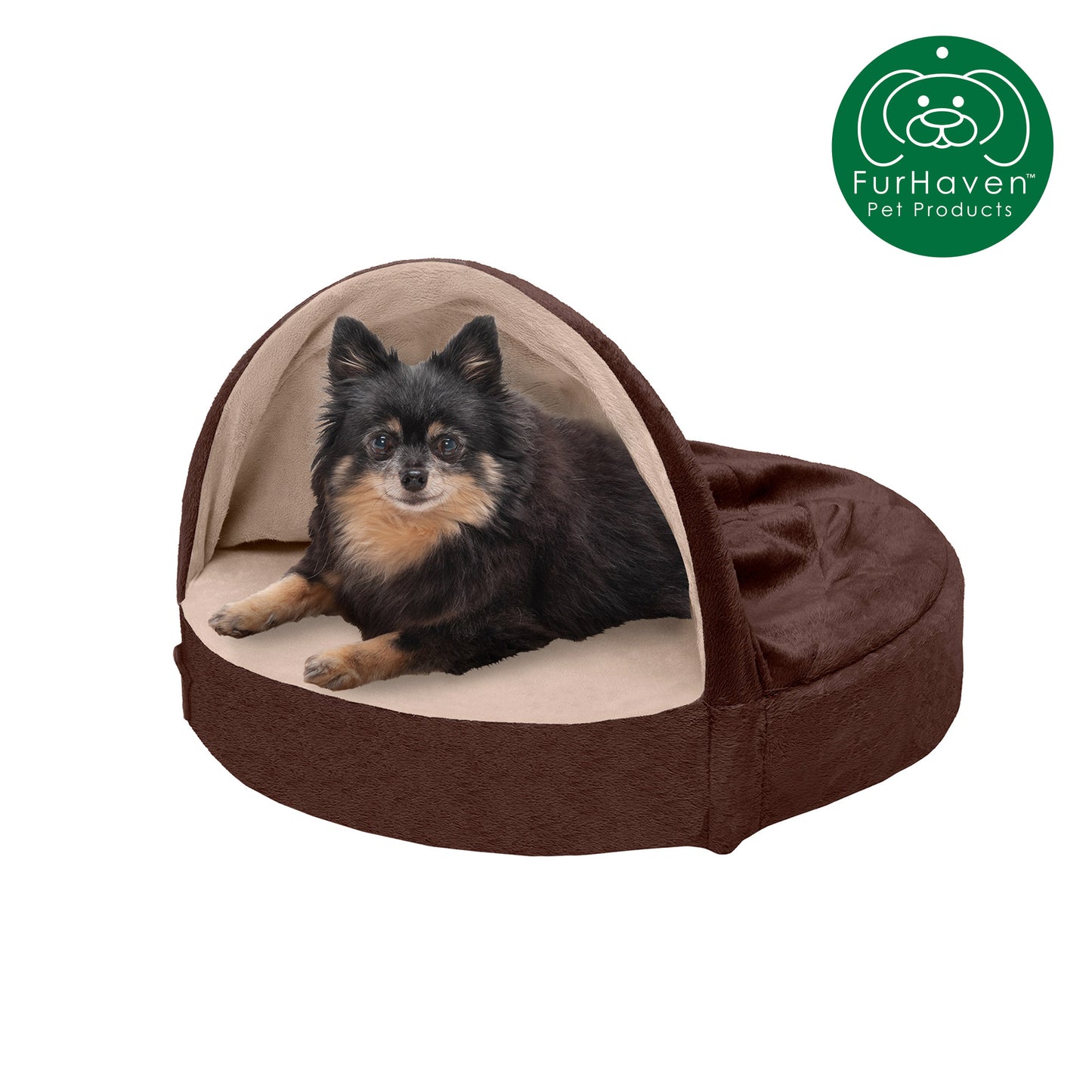 Round Microvelvet Snuggery Burrow Pet Bed