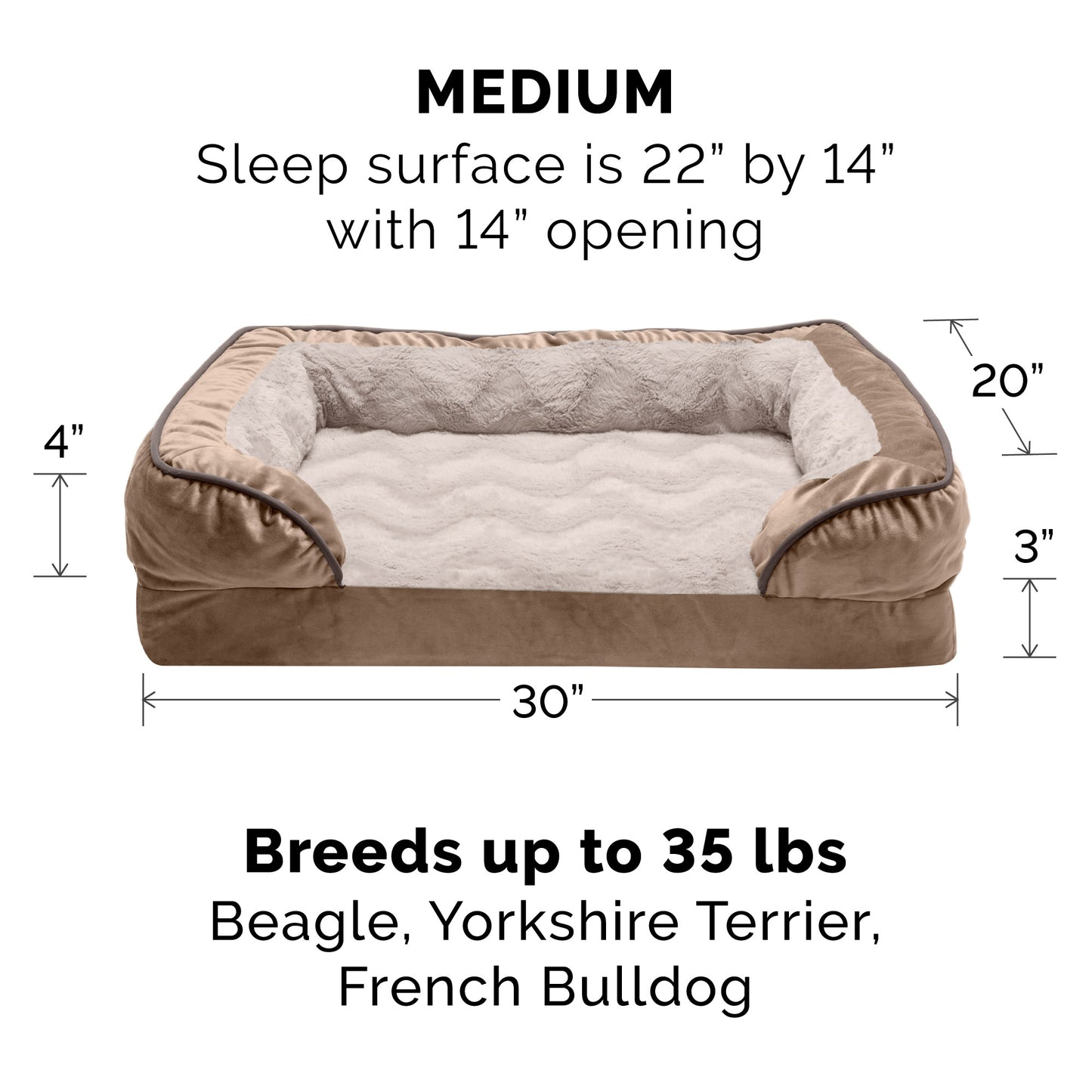 Perfect Comfort Velvet Waves Sofa-Style Couch Pet Bed