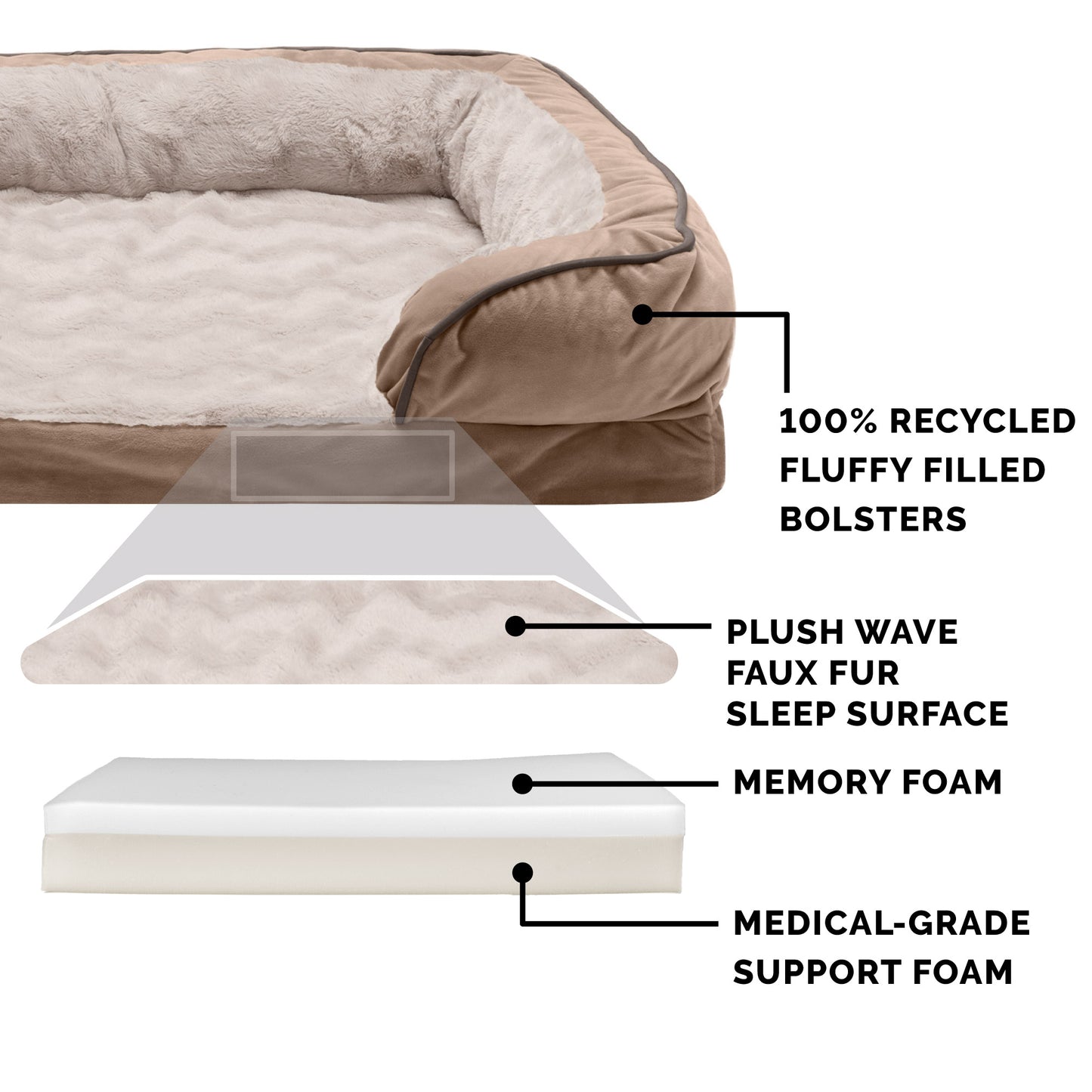 Perfect Comfort Velvet Waves Sofa-Style Couch Pet Bed