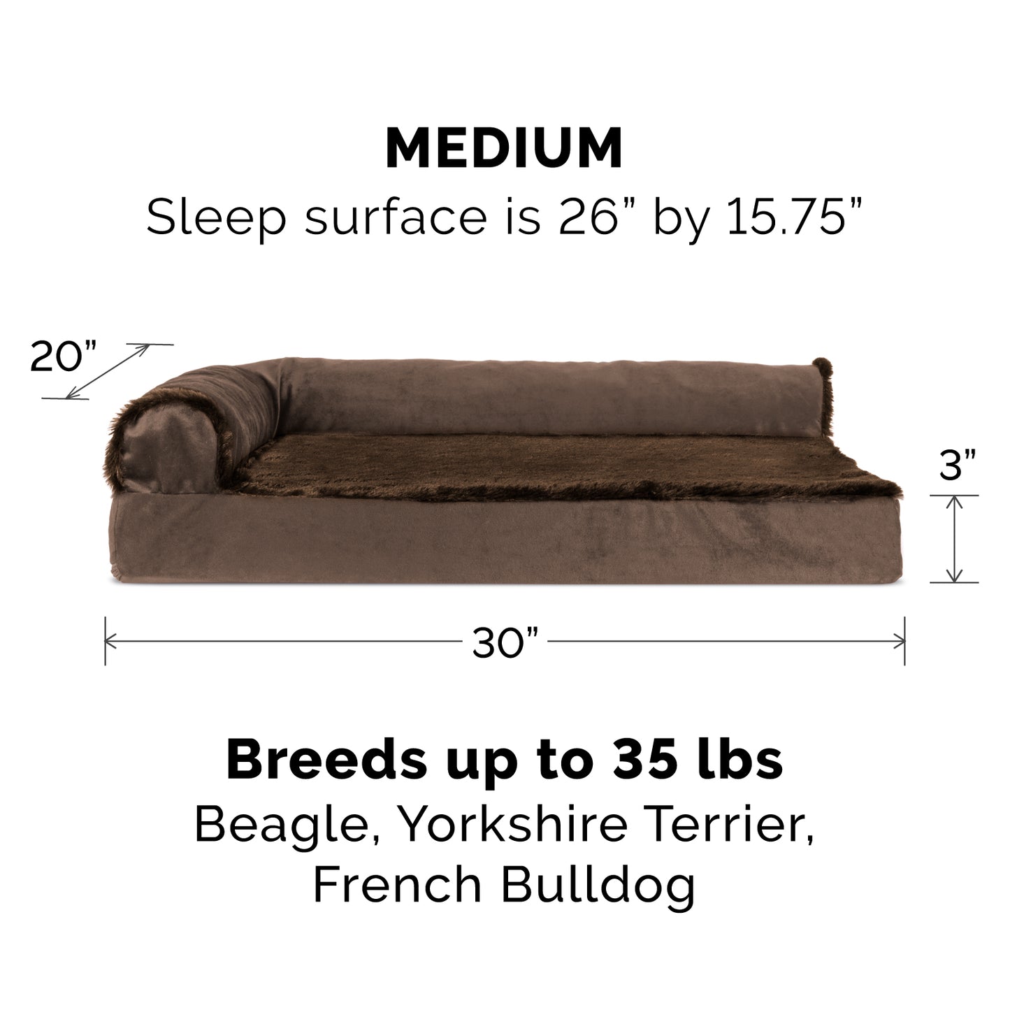 Deluxe L-Shaped Chaise Lounge for Dogs & Cats Pet Bed
