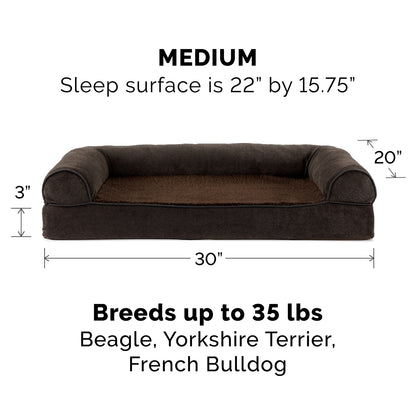 Faux Fleece & Chenille Orthopedic Sofa-Style Pet Bed