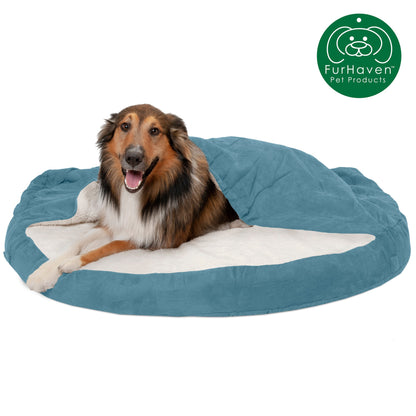 Round Faux Sheepskin Snuggery Pet Bed