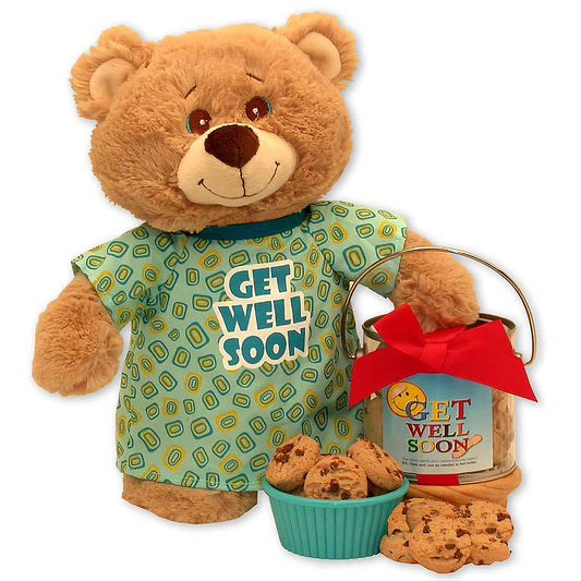 Get Well Soon Teddy Bear & Cookie Pail